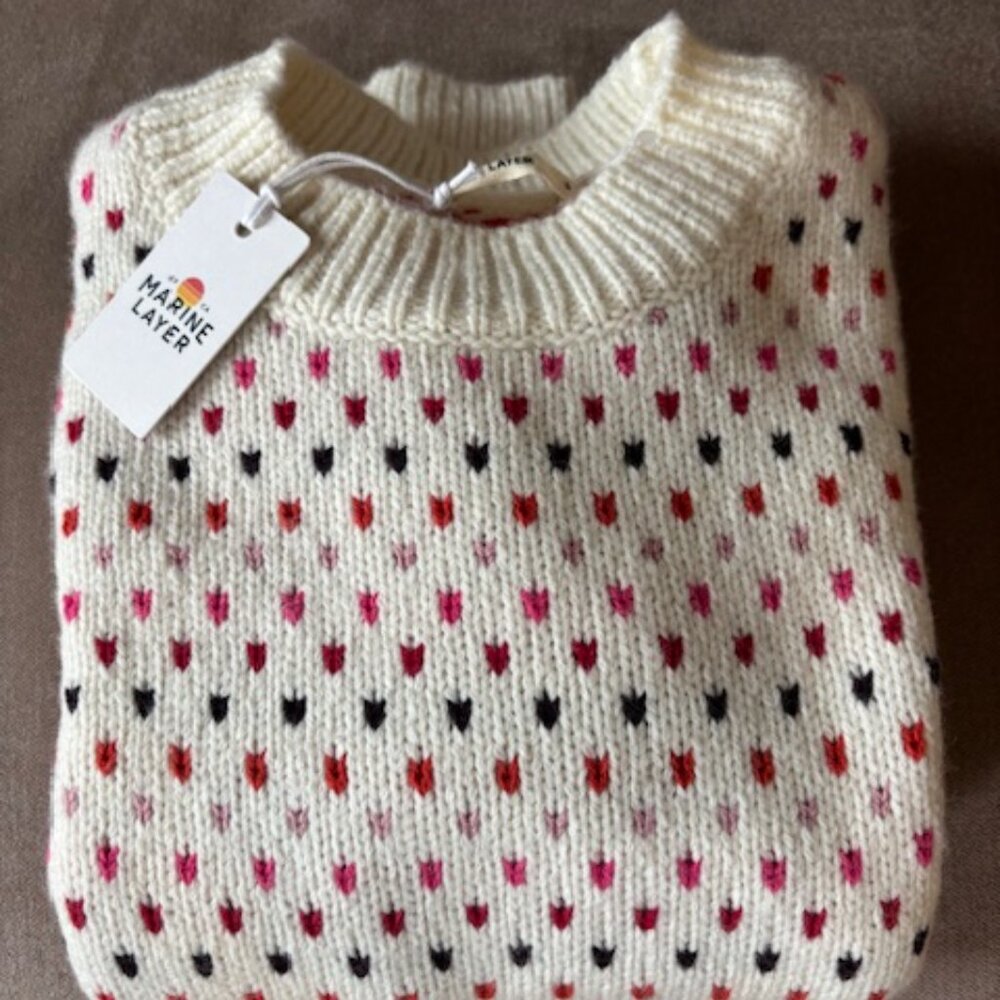 Marine Layer Alma Puff Sweater (Multi), merino wool blend - Picture 2 of 7